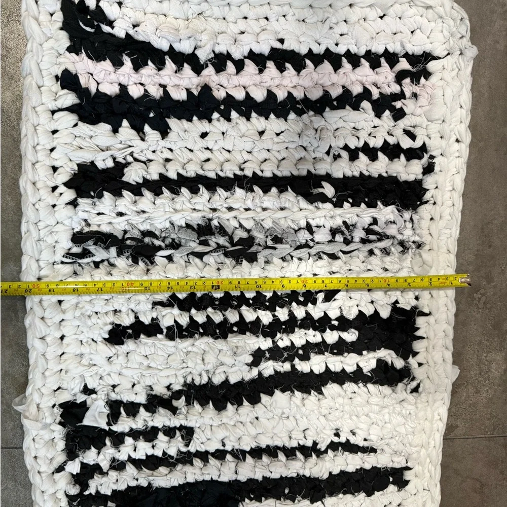 Handmade crocheted rag rug bathroom mat 26x20